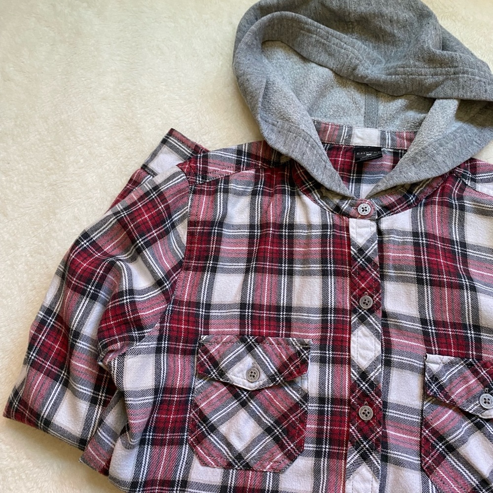 Red and White Empyre Hooded Flannel